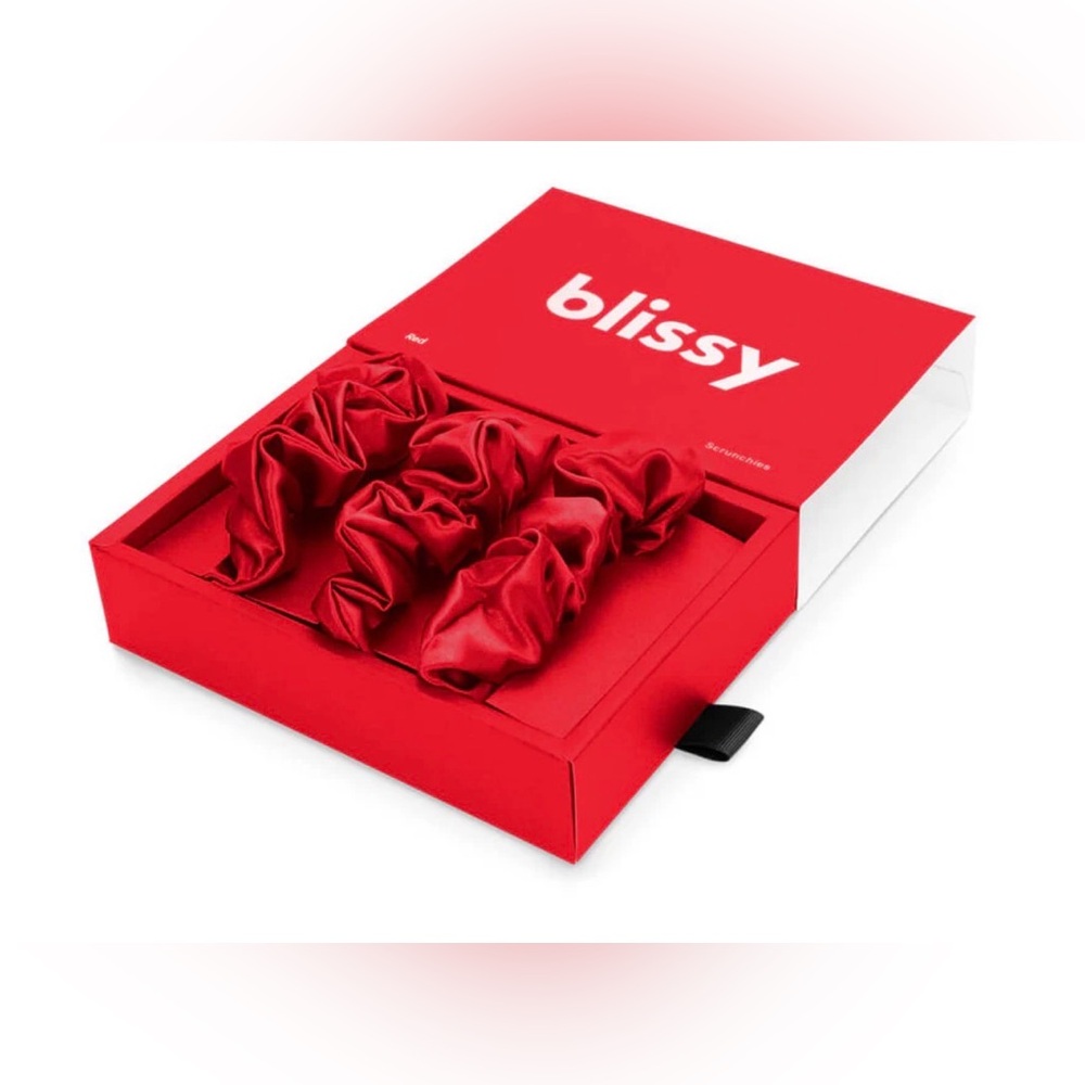 Blissy 100% Silk Red Silk Scrunchie Set for Women